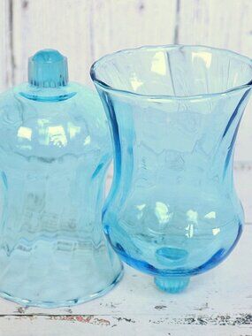Vintage Blown Glass Optic Swirl Candle Holder Sconce Set (2) Decor Accents Gift
